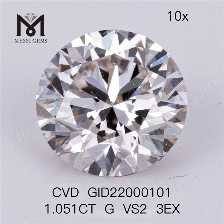 1.051ct G VS2 3EX rund menneskeskabt diamant 3EX diamant