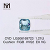1,27 karat FIG Cushion Cut VVS lab skabt blå diamant 6,55X5,93X3,97MM