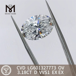 3.18CT D VVS1 oval cvd laboratoriediamant LG601327773丨Messigems