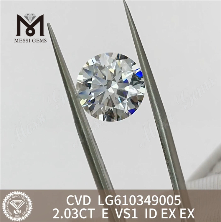 2.03CT E VS1 ID CVD Højkvalitets laboratoriedyrkede diamanter til salg丨Messigems LG610349005 
