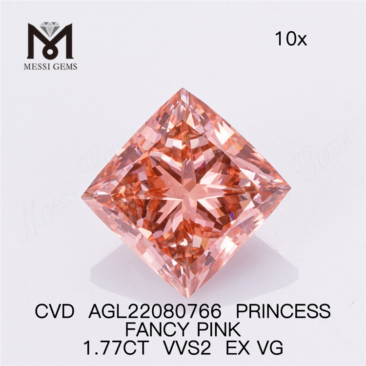1,77 ct Engros Lab Diamonds Pink VVS2 EX VG CVD PRINCESS FANCY PINK AGL22080766