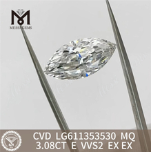3,08 karat laboratoriediamanter E VVS2 MQ CVD IGI Certified Sparkle丨Messigems LG611353530