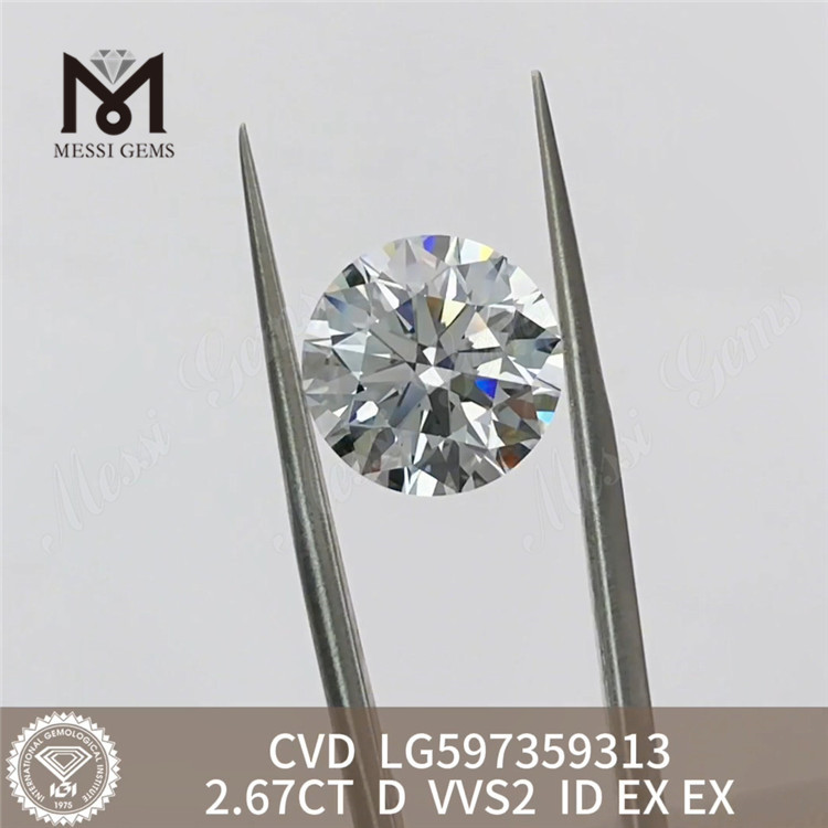 2,67 karat igi-graderet diamanter D VVS2 CVD-diamant Etisk hentet丨Messigems LG597359313