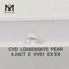 4.24CT pæreskårne IGI Diamond E VVS1 EX EX CVD LG592359070丨Messigems