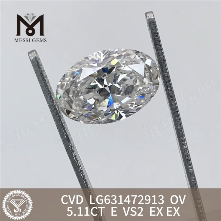 5.11CT E OV VS2 CVD laboratoriefabrikerede diamanter LG631472913丨Messigems