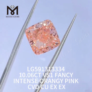 10.06CT VS1 FANCY INTENSE ORANGY PINK CVD CU EX EX Menneskeskabt Pink Diamond