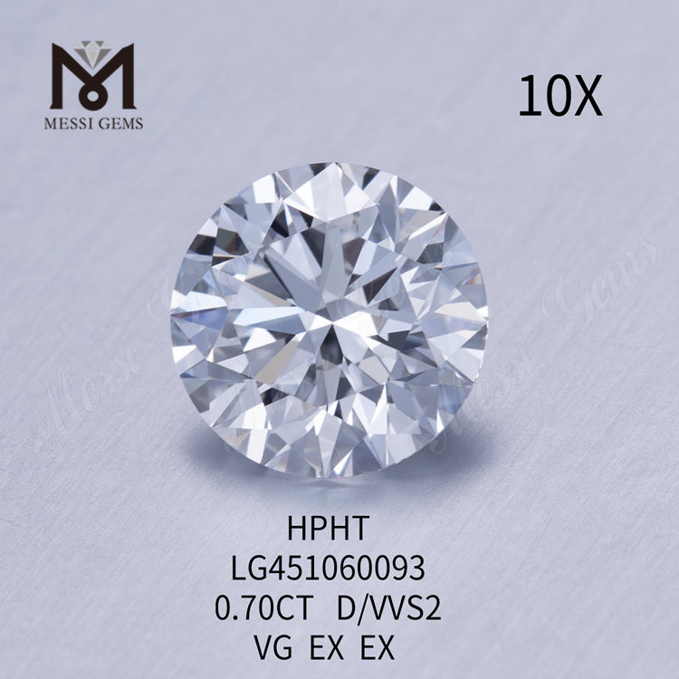 0,7 karat HPHT D VVS2 MEGET GOD Runde laboratoriefremstillede diamanter