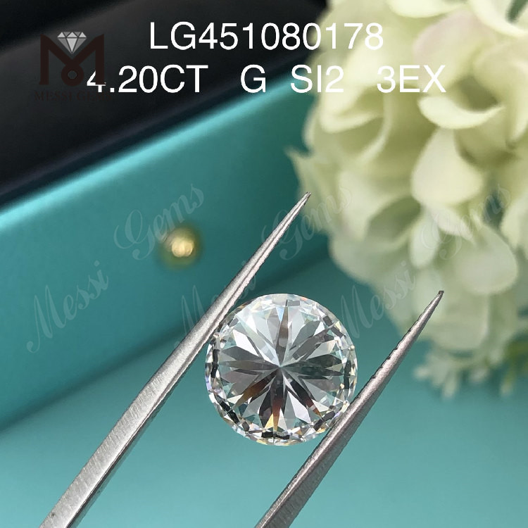 4,2 ct G SI2 RD 3EX Cut Grade laboratoriedyrkede diamanter 4 karat