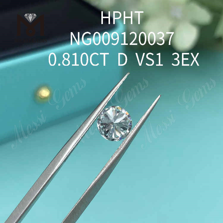 0.810CT D VS1 hvid rund løs lab lavet diamant 3EX