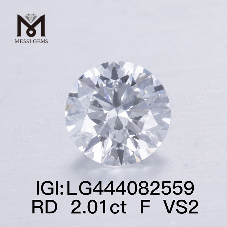 2,01 karat F VS2 EX Cut Rund menneskeskabt simuleret diamant