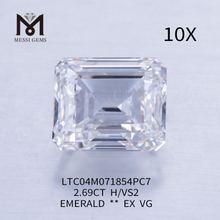 EMERALD CUT lab dyrket diamant 2,69 karat H VS2
