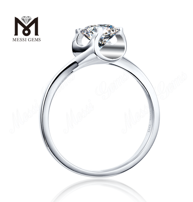 1 karat Moissanite Solitaire Ring 14 k guldbelægning bryllup sølv ring