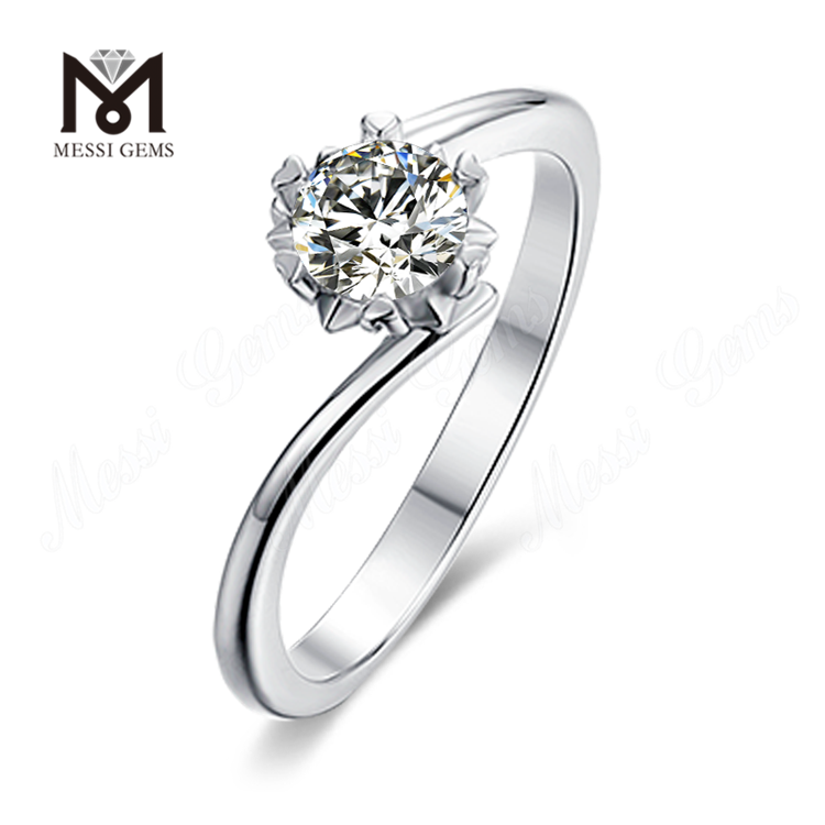 Messi Gems 1 karat moissanite diamant 925 sterlingsølv forlovelsesringe
