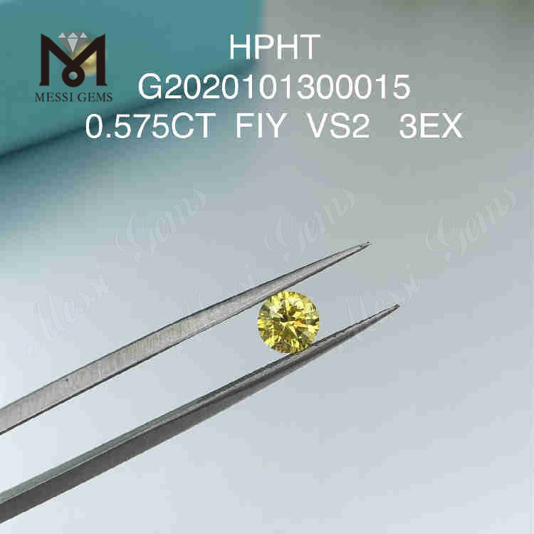 0.575ct FIY VS2 3EX runde lab lavet gule diamanter