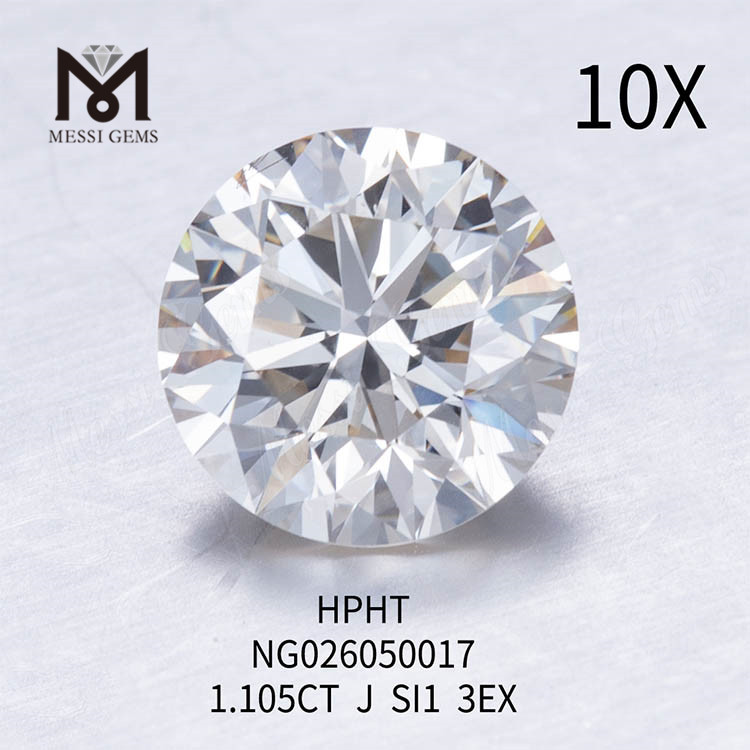 Runde engros løst laboratoriedyrkede diamanter 1.105ct J farve SI1 EX