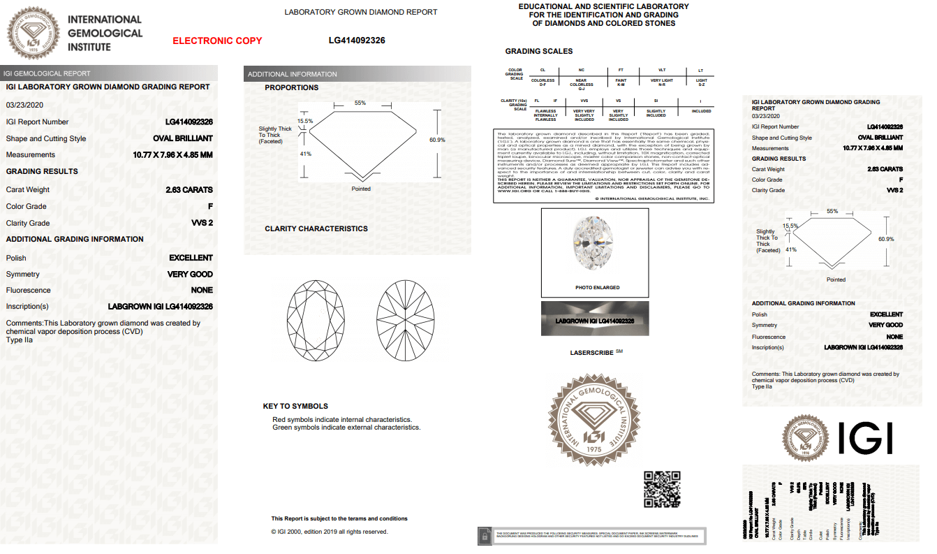 engros hpht diamant med IGI certifikat 2.63ct F VVS2 laboratoriedyrket diamant pris pr.