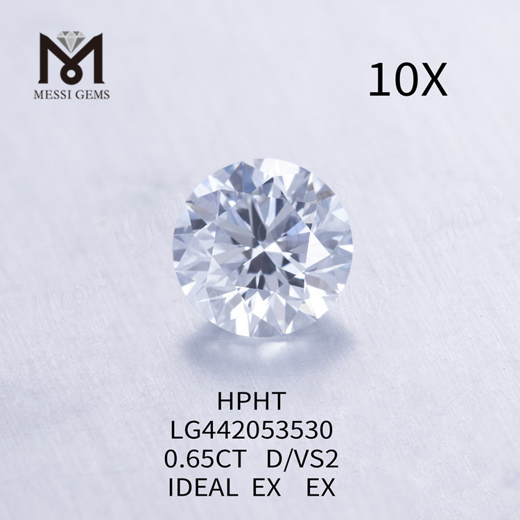 0,65 karat D VS2 rund laboratoriedyrket diamant IDEAL HPHT diamant engros