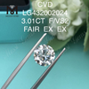 3,01 karat F/VS2 rund laboratoriedyrket diamant EX EX Cvd diamant engros
