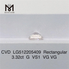 3.32CT G VS cvd Lab Grown Diamond RECTANGULAR IGI-certifikat laboratoriediamant