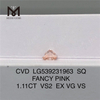 1.11CT LG539231963 SQ FANCY PINK VS2 EX VG VS laboratoriediamant CVD