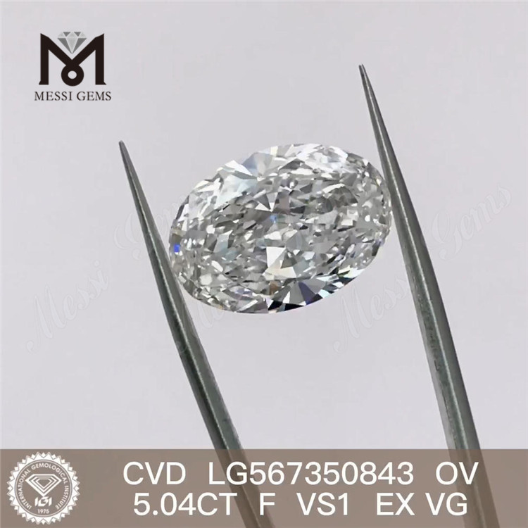 5.04CT F VS1 EX VG CVD laboratoriedyrket diamant OV LG567350843 