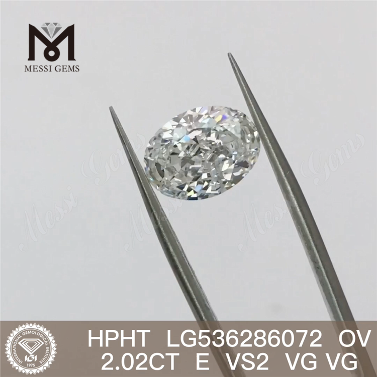 2.02ct E HPHT menneskeskabte diamanter ovale løse laboratoriediamanter engrospris