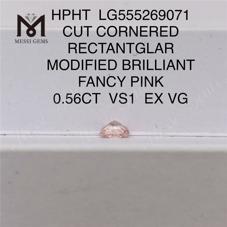 0.56CT HPHT diamant RECTANTGLAR FANCY PINK VS1 EX VG laboratoriedyrket diamant LG555269071
