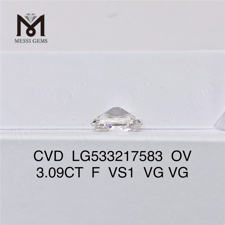 3.09ct F VS1 VG VG CVD Lab Diamonds OVAL IGI-certifikat