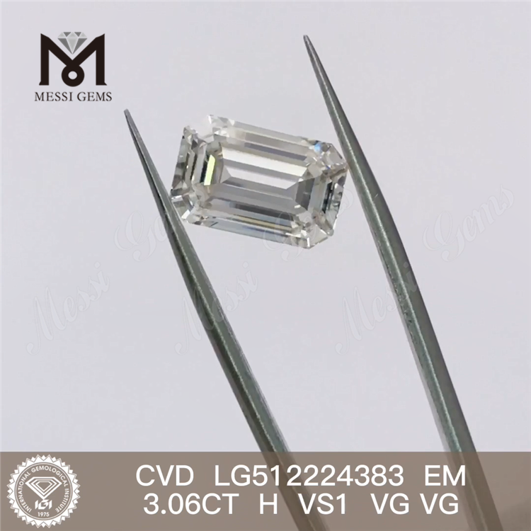 3.06CT H 3ct løse mandskabte diamanter EMERALD CUT kunstige diamanter EX VG