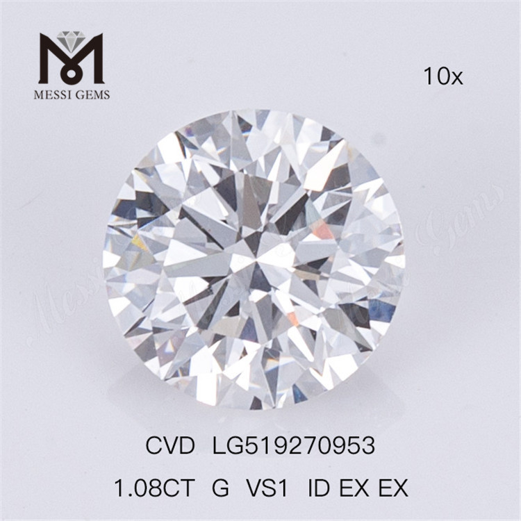 1.08ct G VS runde løs lab diamant engros CVD hvid løs lab diamant salg