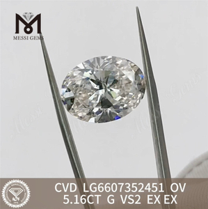 5.16CT G VS2 OV Bedste IGI laboratoriedyrkede diamanter CVD til engros LG6607352451丨Messigems