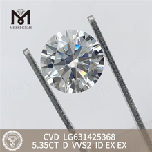 5.35CT D VVS2 ID runde CVD laboratoriedyrkede diamanter LG631425368丨Messigems 