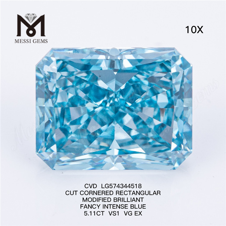 5.11CT VS1 VG EX CVD CUT HJØRNEDE REKTANGULÆR MODIFICERET BRILLIANT Fancy Blue Diamond LG574344518