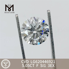 5.05CT F SI1 3EX CVD Runde laboratoriedyrkede diamanter billig pris丨Messigems LG620446921 