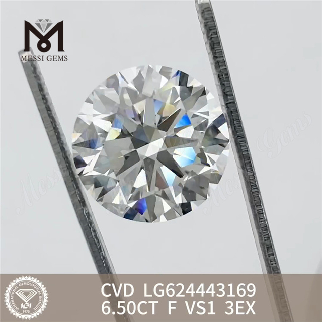 6.50CT F VS1 3EX CVD runde løse fremstillede diamanter LG624443169丨Messigems