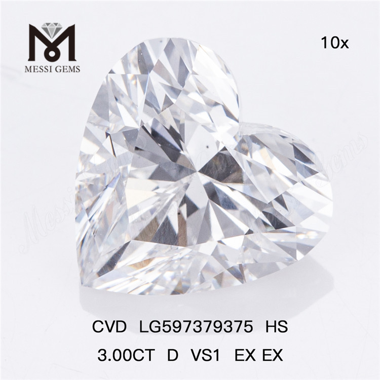 3.00CT D VS1 EX EX Udforsk Premium CVD HS laboratorieskabte diamanter LG597379375丨Messigems