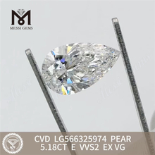 5.18CT pæreskårne simuleret diamant E VVS2 EX VG CVD LG566325974丨Messigems 
