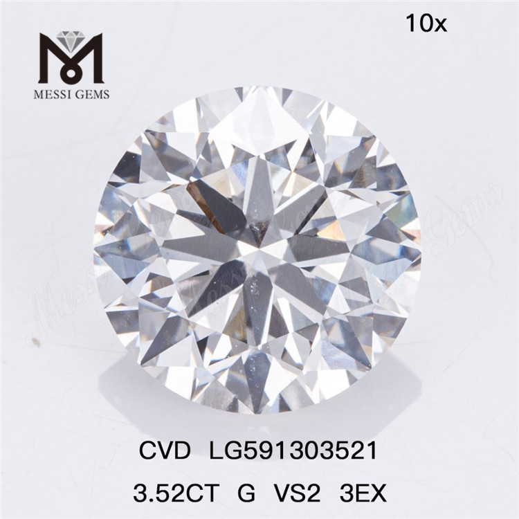 3.52CT G VS2 3EX CVD Bulk Lab-skabte diamanter Kvalitet møder mængde LG591303521丨Messigems