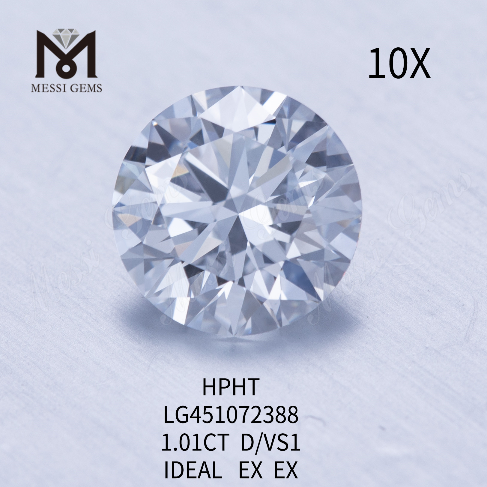 1,01 ct D VS1 rund IDEL Cut Grade laboratoriedyrket diamant HPHT