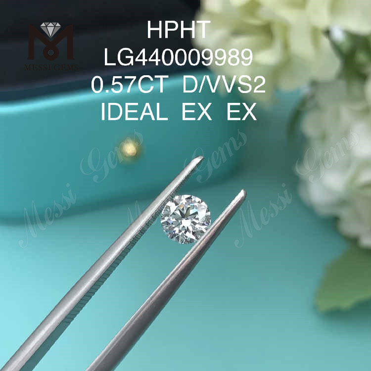 0.57CT D/VVS2 rund laboratoriedyrket diamant IDEAL HPHT diamant engros