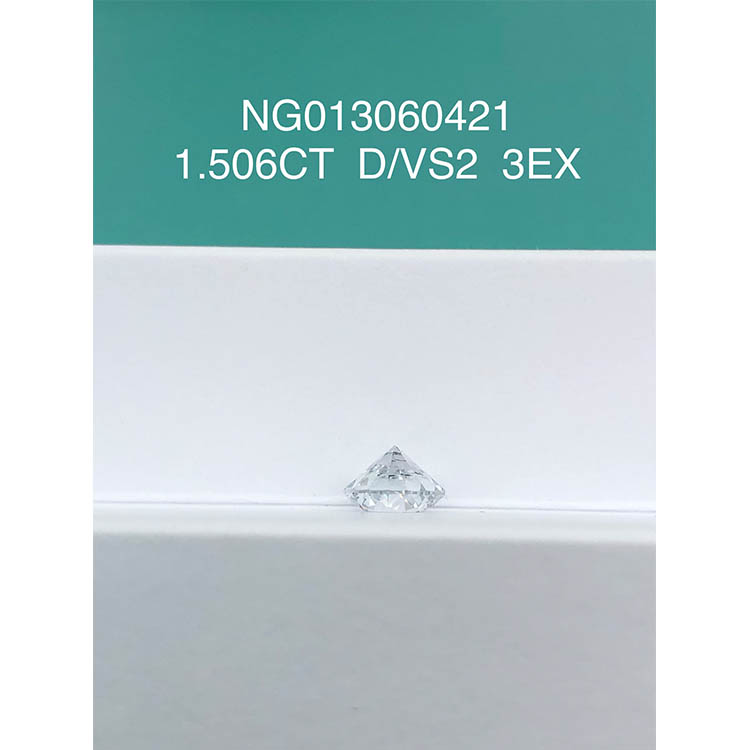 Rund hvid Lab Grown Diamond stone 1.506ct VS2 D farve