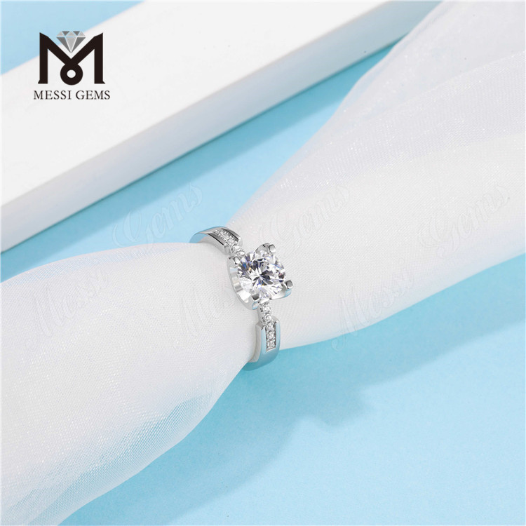 Wuzhou Fabrikspris Ringe Producent 925 Sterling Sølv Ring 1ct Moissanite diamantring