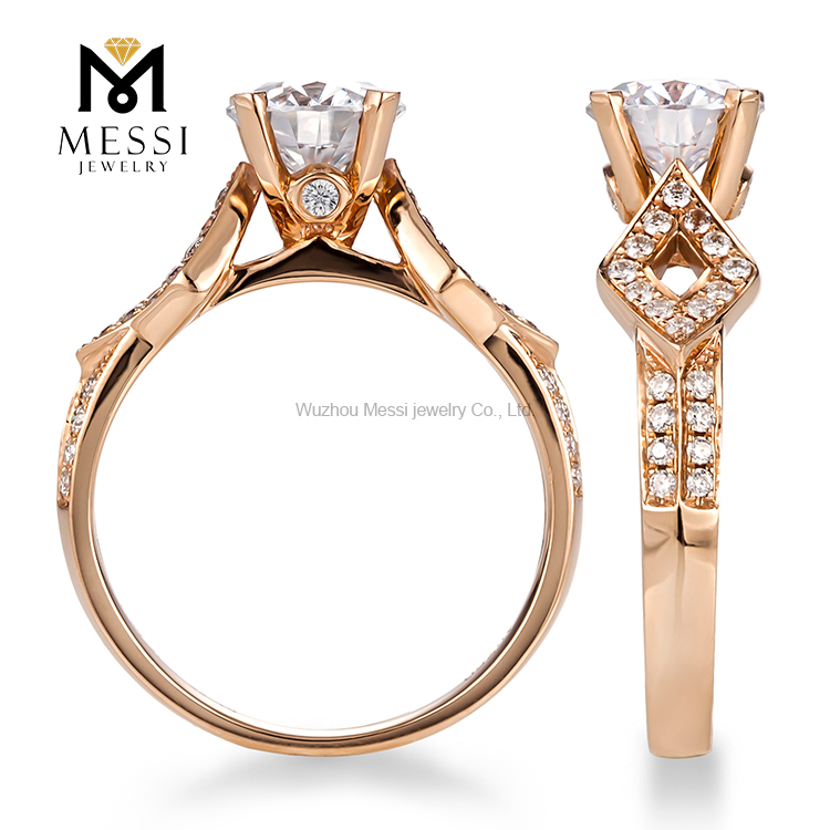 18K rosa guld smykker DEF Moissanite 1 karat forlovelsesring