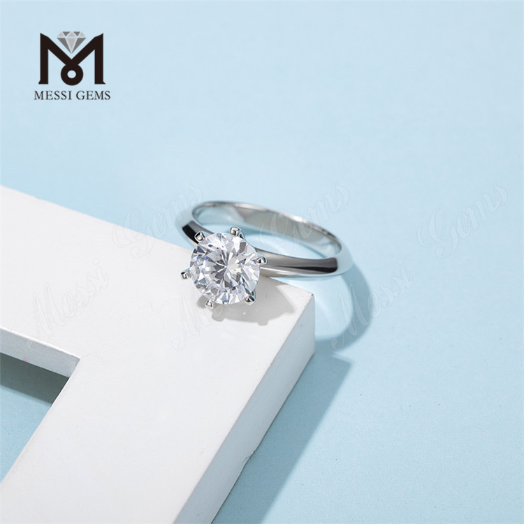 Messi Gems 2 karat moissanite ring hvidguld belægning 925 sterling sølv ring