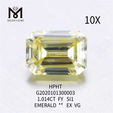1.014ct FVY smaragdskåret løs labdyrket diamant SI1