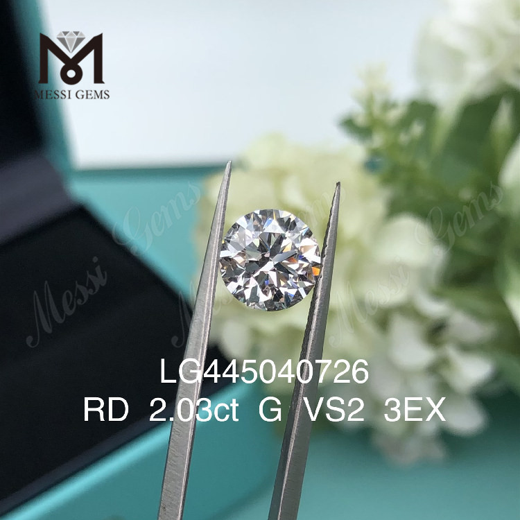 2,03 karat G VS2 EX Cut Round lab-dyrkede diamanter