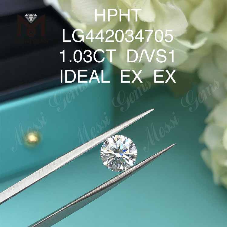 1,03 karat D VS1 IDEAL EX EX Runde menneskeskabte diamanter