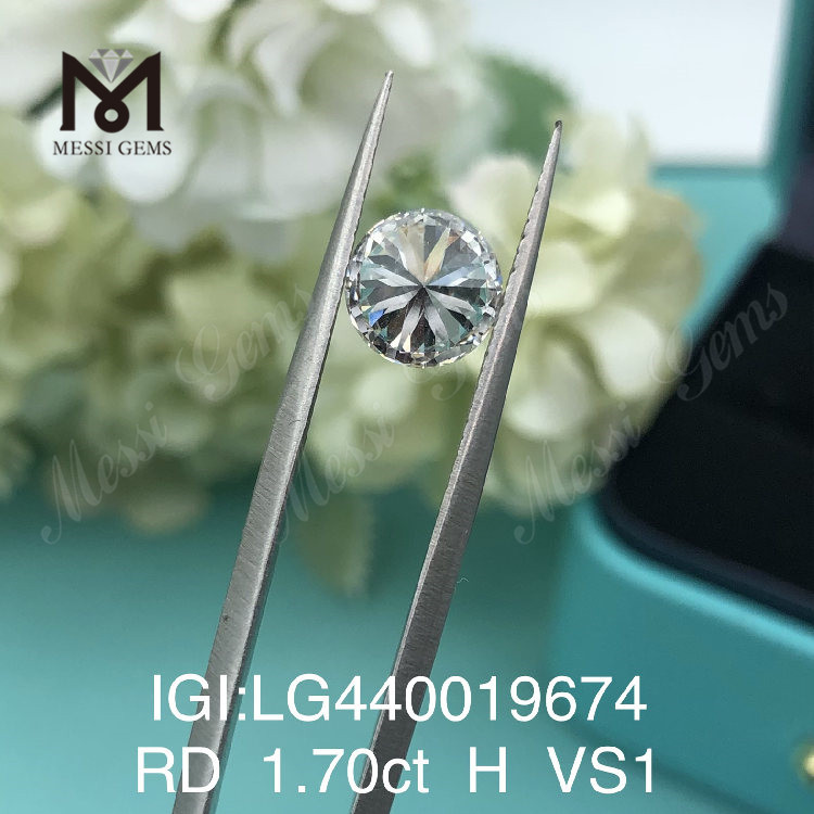 1,70 karat H VS1 IDEAL Rund laboratoriedyrket diamant pris pr. karat