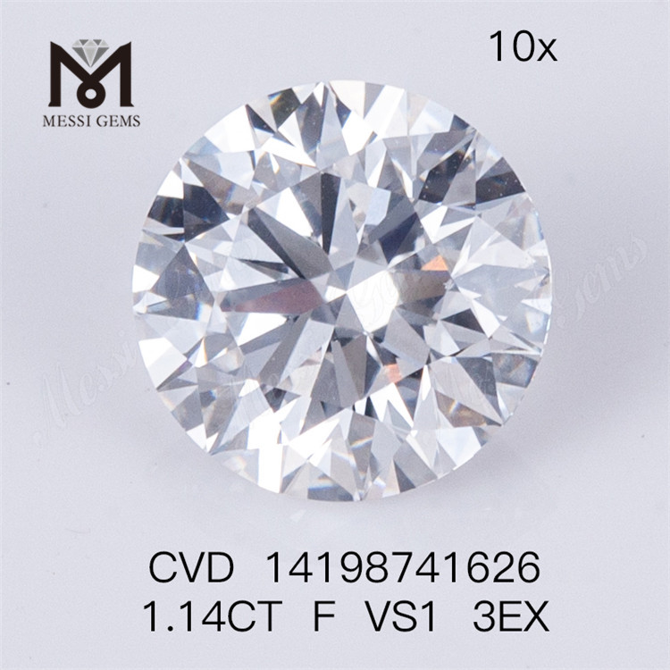 1.14CT F VS1 3EX rund form CVD Lab Grown Diamond sten