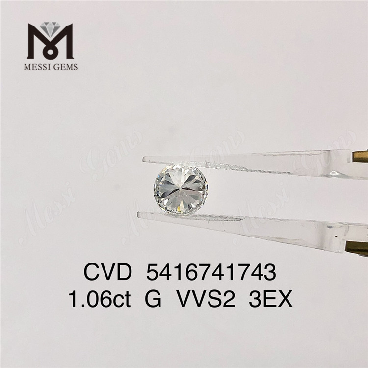 1.06ct VVS lab diamant rd G farve cvd diamant 3EX ædelsten på lager